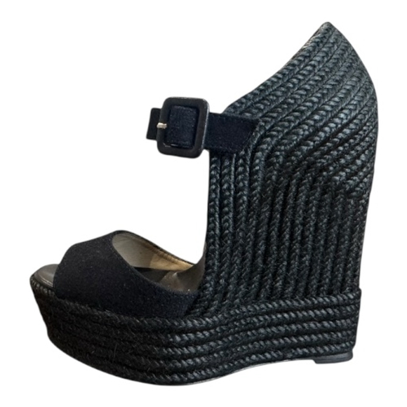 Christian Louboutin Shoes - Christian Louboutin Jute Praia Wedge Espadrilles Black Size 35